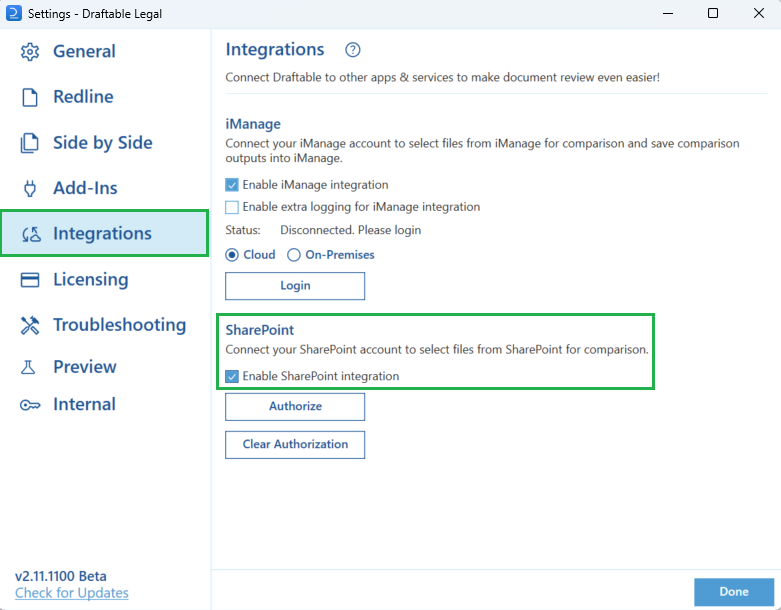 Settings - enable Sharepoint Integration.png